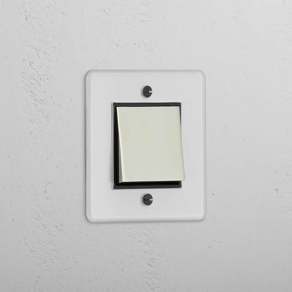 Retractive Single Rocker Switch in Clear Polished Nickel Black - User-friendly Light Control Accessory