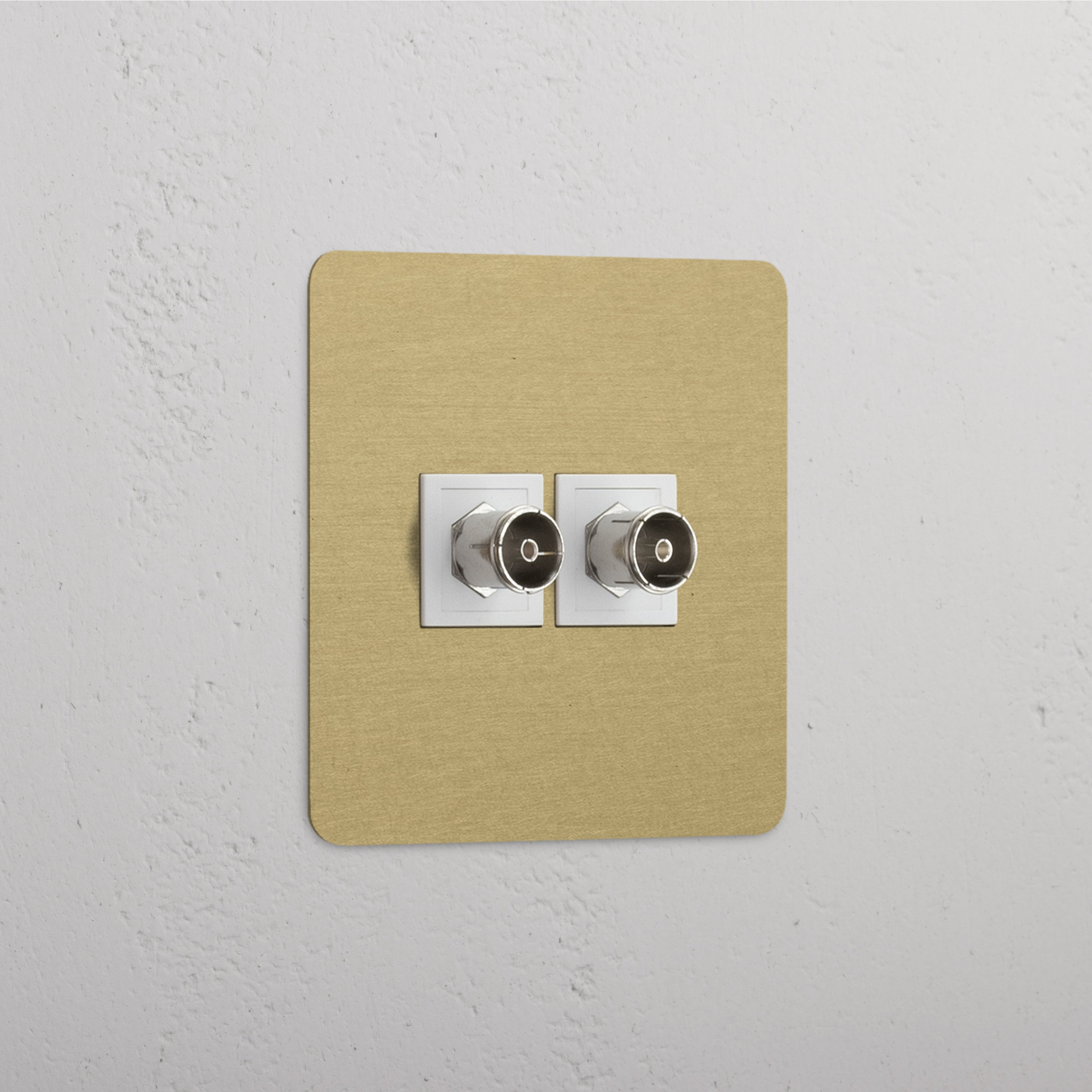 Single TV Module in 2x Antique Brass White Design - Optimal Signal Reception