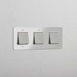 Triple Function Rocker Switch in Clear Polished Nickel White - Multi-control Lighting Accessory