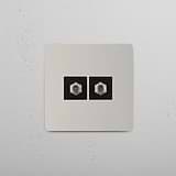 Dual Satellite Signal Accessory on White Background: Polished Nickel Black Single 2x Satellite Module