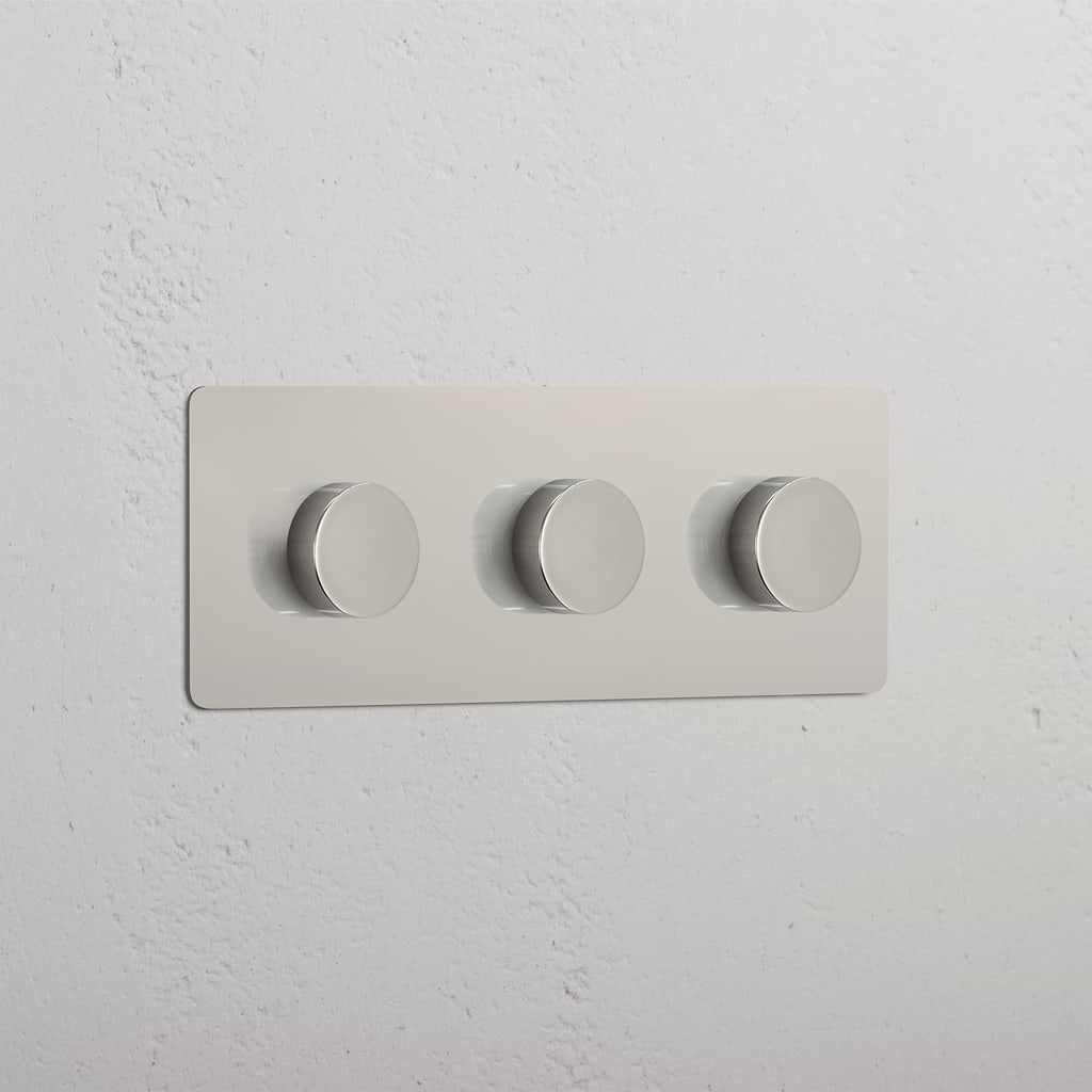 High Capacity Light Intensity Control Switch: Polished Nickel Triple 3x Dimmer Switch