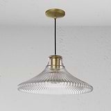 Hammersmith Large Pendant Light Fluted Glass - Antique Brass