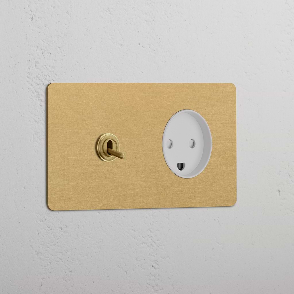 Double Toggle & Danish Module Round - Antique Brass White