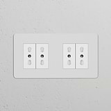 Double 4x Bipasso Power Module in paintable white, featuring dual sockets for versatile power access.