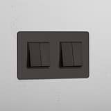 Elegant Double Rocker Switch in Bronze Black with 4 Positions - Seamless Operation