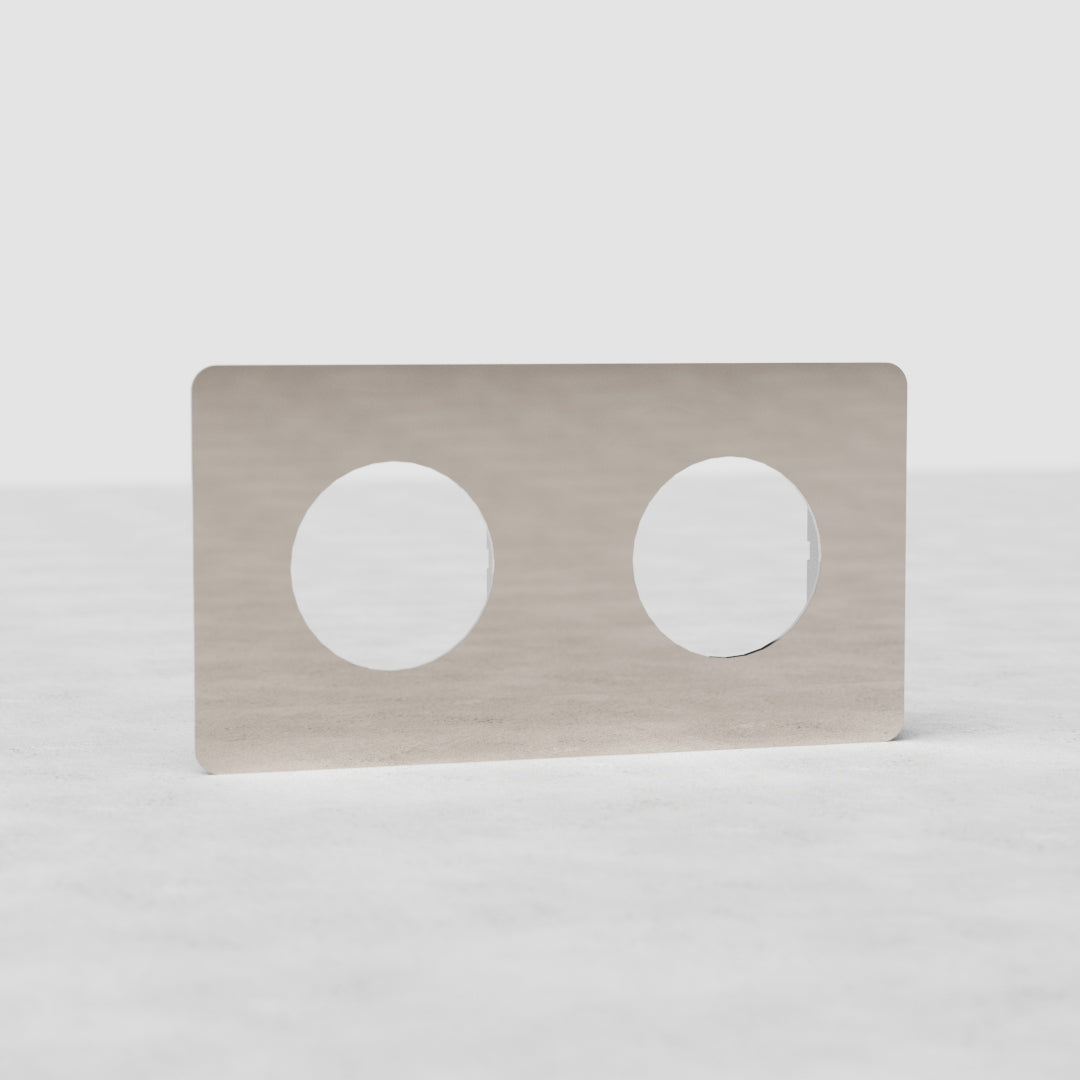 Double Module Plate Round EU - Polished Nickel