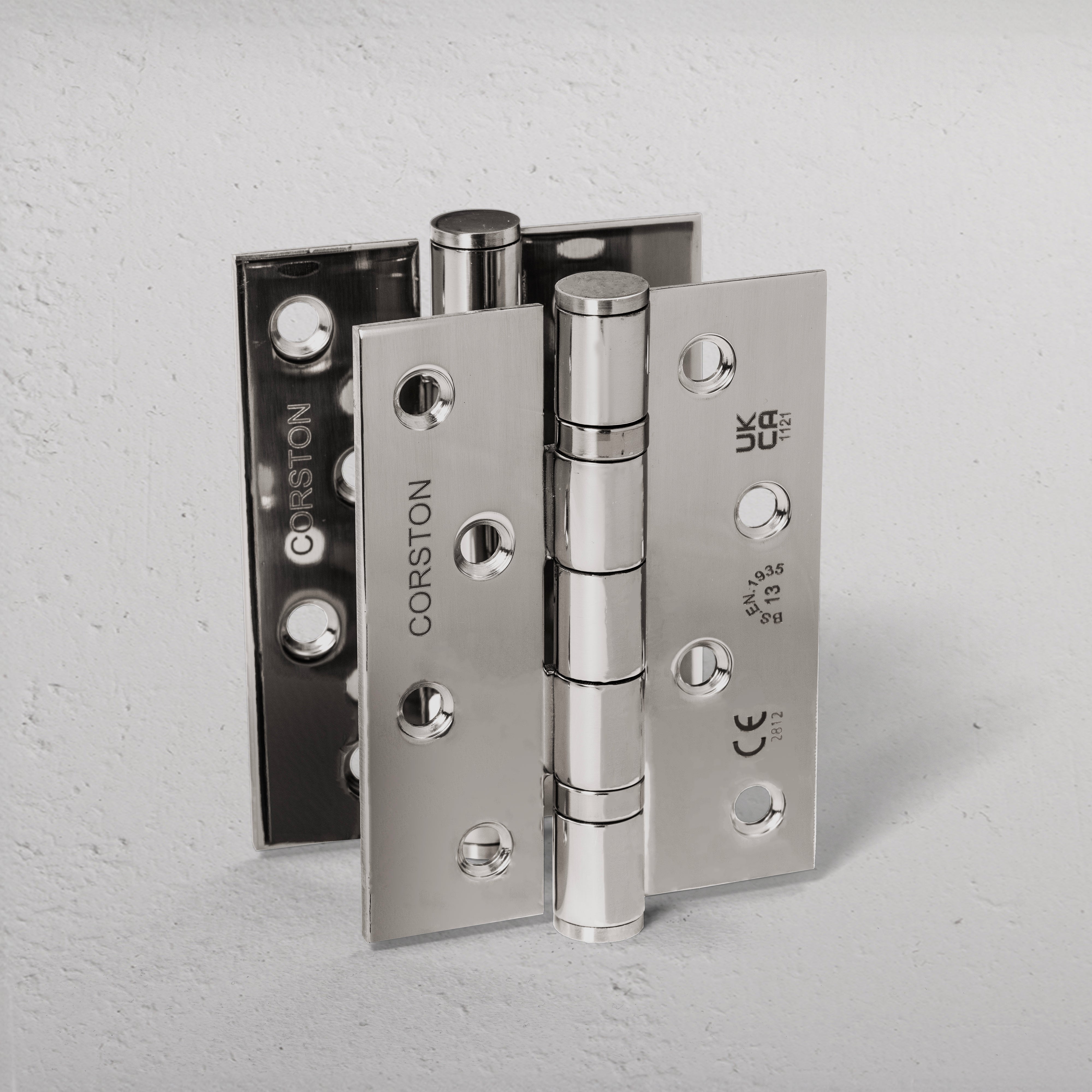 Saxon Steel Door Hinge Pair FR60 – Polished Nickel