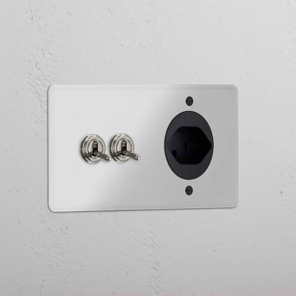 Double 2x Toggle & Swiss Module Round - Clear Polished Nickel Black 