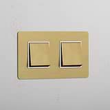 Double Rocker Switch in Antique Brass White with 2 Positions - Stylish Detail