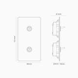 Double 2x Vertical Rocker Switch - Clear Polished Nickel White