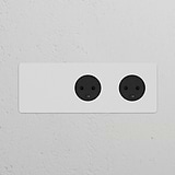 Triple USB 30W & 2x Danish Type K Power Module Round, paintable black, for modern triple sockets and modules.
