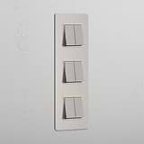 Super Capacity Vertical Light Control Switch: Triple 6x Vertical Rocker Switch in Polished Nickel White