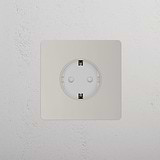 Single Schuko Module Round - Polished Nickel White