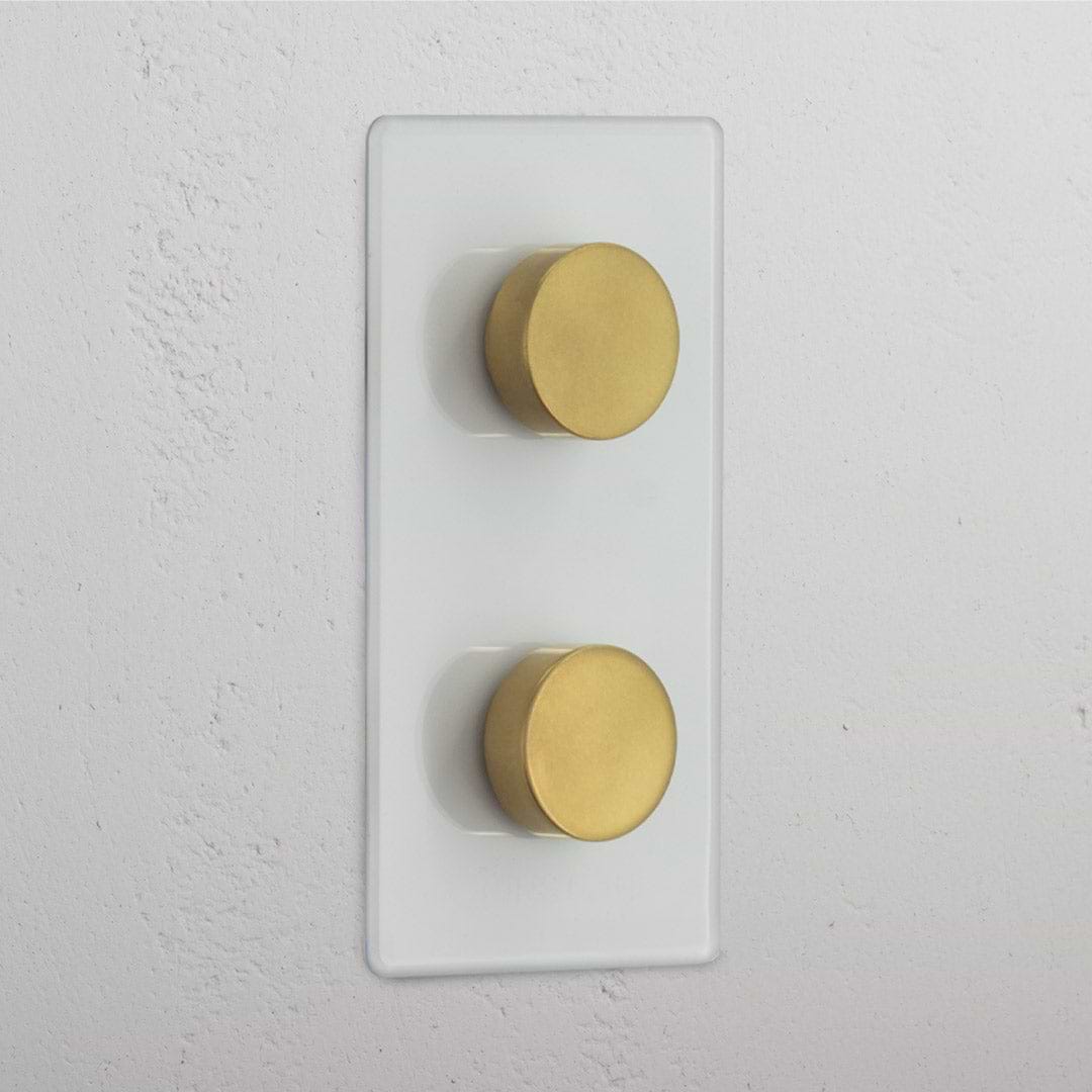 Double 2x Vertical Dimmer Switch - Clear Antique Brass