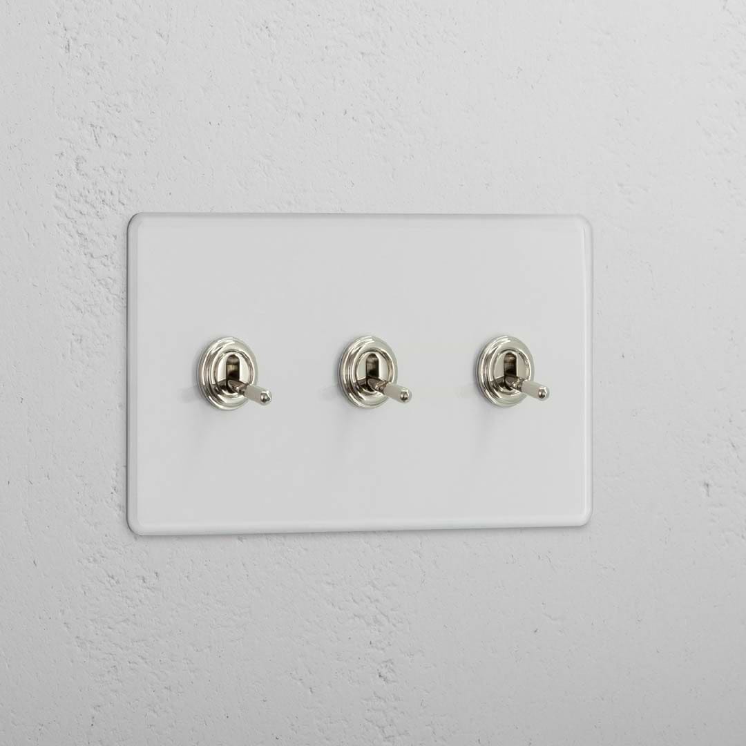 Double 3x Toggle Switch - Clear Polished Nickel
