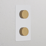 Plaque murale verticale double avec deux variateurs multidirectionnels en laiton, finition Laiton Ancien Peignable.