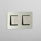 Four-Way Rocker Switch in Polished Nickel Black - High Capacity Quad Control Light Switch
