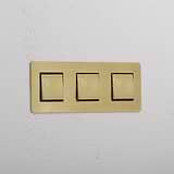 Triple Rocker Switch in Antique Brass Black with Three Positions