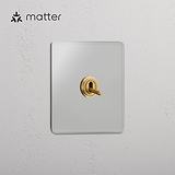 Bouton Poussoir Connecté à Levier (Plaque Simple) - Laiton Ancien Transparent