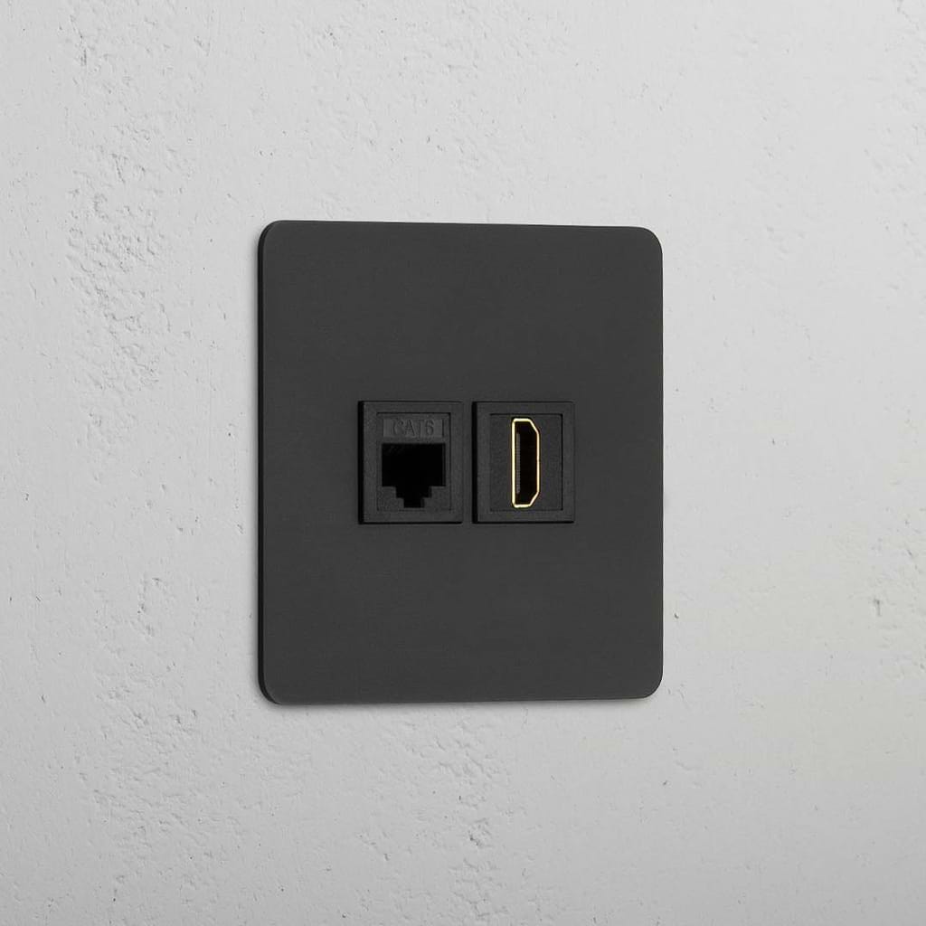 Superior Single RJ45 & HDMI Module in Bronze Black - Advanced Connectivity