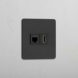 Superior Single RJ45 & HDMI Module in Bronze Black - Advanced Connectivity