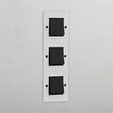 Vertical Triple Rocker Switch in Clear Bronze Black - Efficient Lighting Control Tool