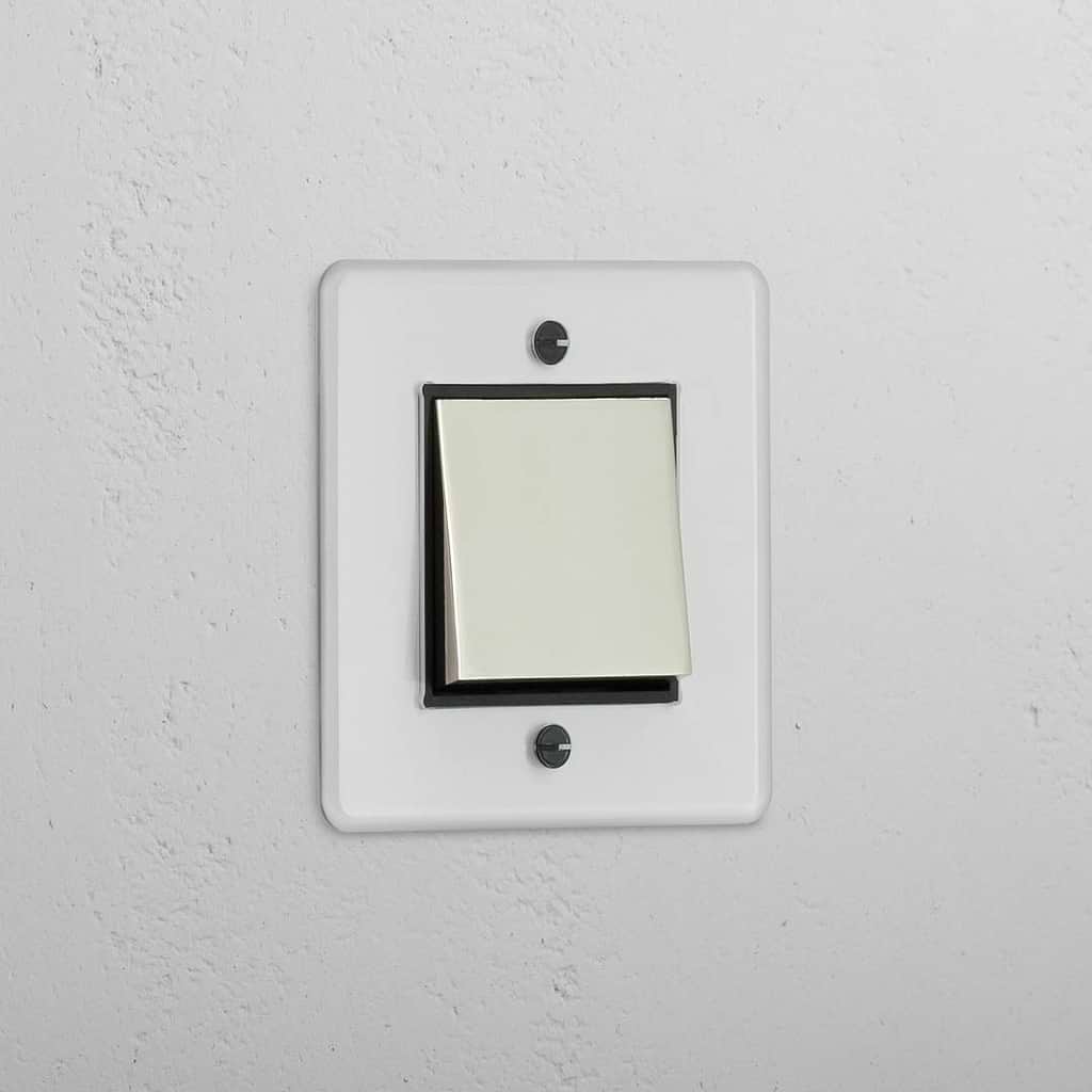Intermediate Single Rocker Switch in Clear Polished Nickel Black - Versatile Lighting Control Tool