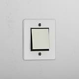 Intermediate Single Rocker Switch in Clear Polished Nickel Black - Versatile Lighting Control Tool
