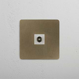 Exceptional Single TV Module in Antique Brass White for Superior Signal Reception on White Background