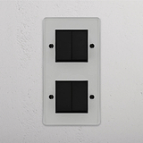 Vertical Double Rocker Switch with Four Positions in Clear Bronze Black - Advanced Lighting Solution on White Background