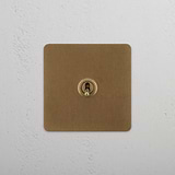 Single Toggle Switch in Antique Brass, Modern Home Element on White Background