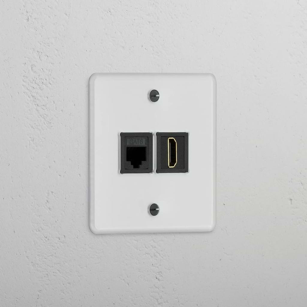 Dual-Function Single RJ45 & HDMI Module in Clear Black - Versatile Network Solution