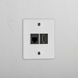 Dual-Function Single RJ45 & HDMI Module in Clear Black - Versatile Network Solution