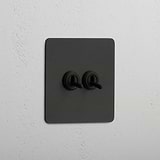 Double Toggle Switch in Bronze with 2 Levers - User-Friendly Design