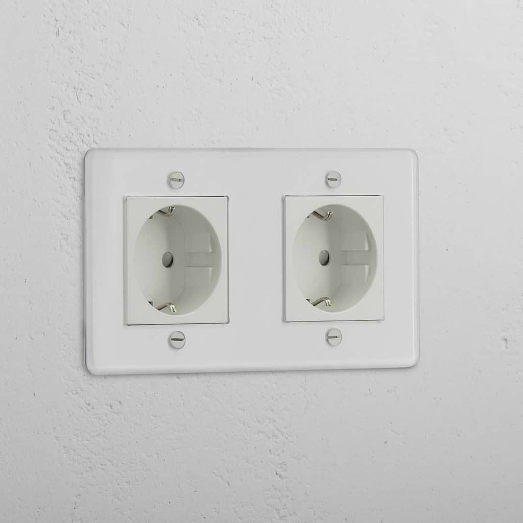 Double Schuko Module in Clear White - Advanced Home Power Solution