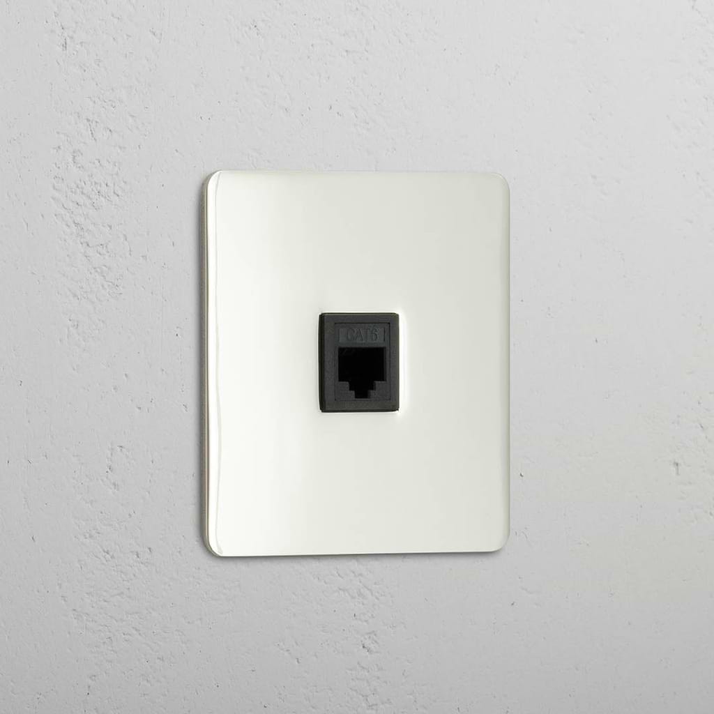 Network Connectivity Accessory: Polished Nickel Black Single RJ45 Module