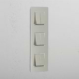 Super Capacity Vertical Light Control Switch: Triple 6x Vertical Rocker Switch in Polished Nickel White