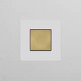 Bouton Poussoir Trois Positions Carré (Plaque Simple) - Laiton Ancien Peignable Insert Blanc