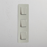 Super Capacity Vertical Light Control Switch: Triple 6x Vertical Rocker Switch in Polished Nickel White