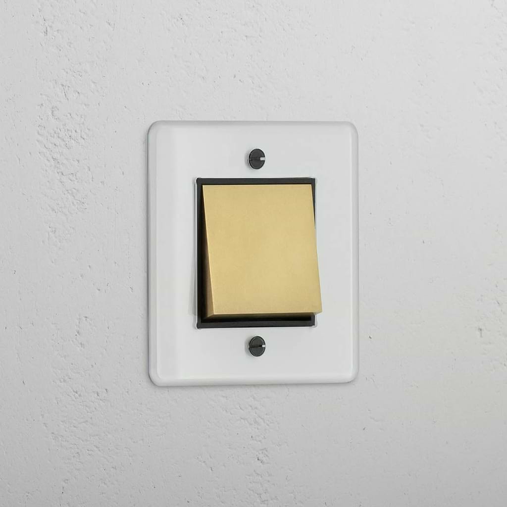 Intermediate Clear Antique Brass Black Single Rocker Switch - Versatile Lighting Accessory