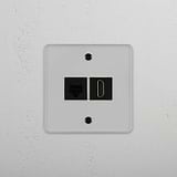 Clear Black Single RJ45 & HDMI Module - Versatile Network Accessory on White Background