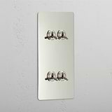 High Capacity Vertical Light Toggle Switch: Polished Nickel Double 4x Vertical Toggle Switch