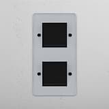 Vertical Double Rocker Switch in Clear Bronze Black - Functional Light Management Tool on White Background