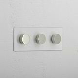 Sophisticated Triple Dimmer Switch in Clear Polished Nickel - Adjustable Lighting System