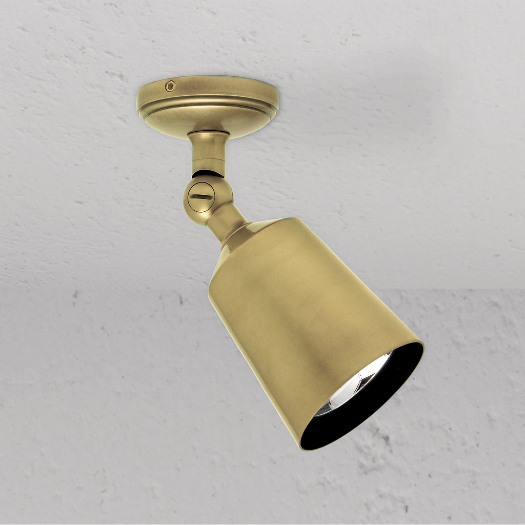 Antique Brass Elegant Baylis Single Spotlight on White Background