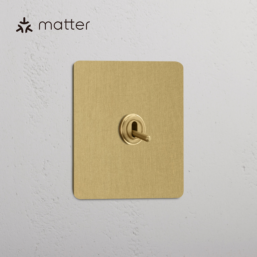 Bouton Poussoir Connecté à Levier (Plaque Simple) - Laiton Ancien