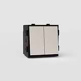 Double Intermediate Rocker Switch in Polished Nickel Black EU - Dual Control Light Management Solution