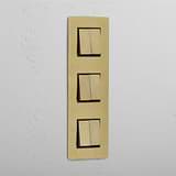 High-Performance Triple Vertical Rocker Switch in Antique Brass Black with 6 Positions