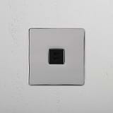 High-Speed Charging Accessory on White Background: Polished Nickel Black Single USB 30W Module