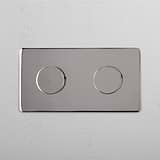 Adjustable Dual Light Control Switch: Double Dimmer Switch in Polished Nickel on White Background